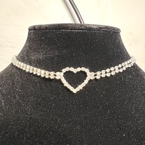 Crystal Rhinestone Heart Choker